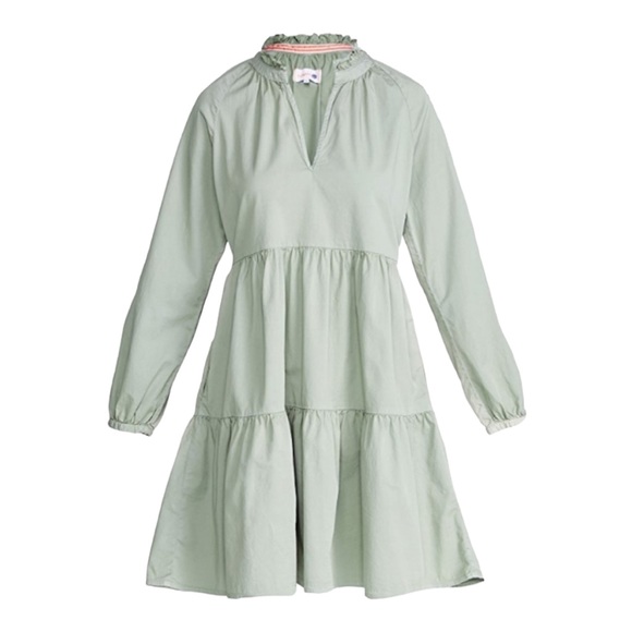 Sundry Dresses & Skirts - Sundry Tiered Panel Dress Eucalyptus Size 0 Long Sleeves V Neck